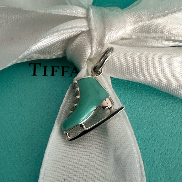 Tiffany & Co NEW Ice Skate Charm Blue Enamel Sterling Silver Christmas Charm - Picture 2 of 9